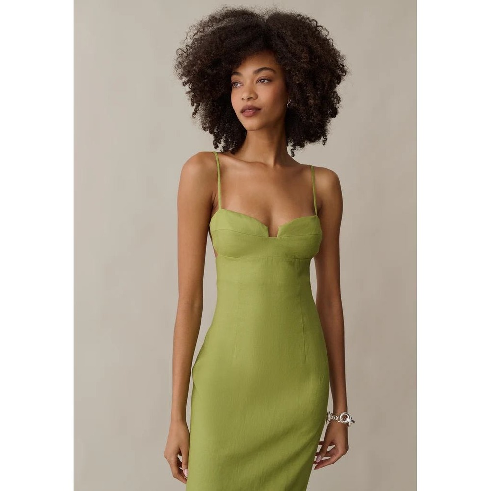 NWT o.p.t Indy Linen Dress in Grass Green - Size 6 - Picture 2 of 10